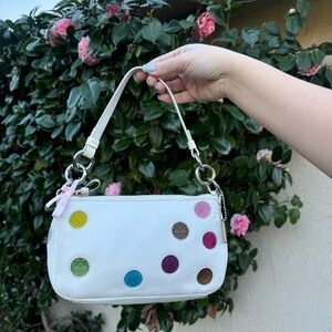 Limited edition multi colored polka dot Coach Demi shoulder bag